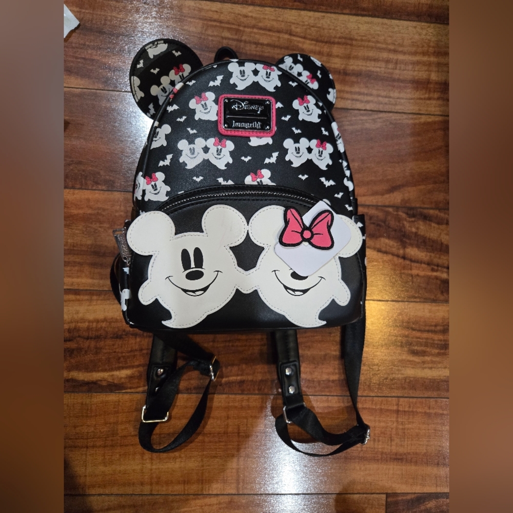 Loungefly Mickey and Minnie Halloween Ghost Backpack Glow In The Dark